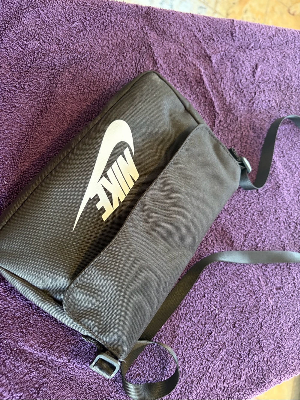 Nike Black Belt Bag with White Swoosh Logo